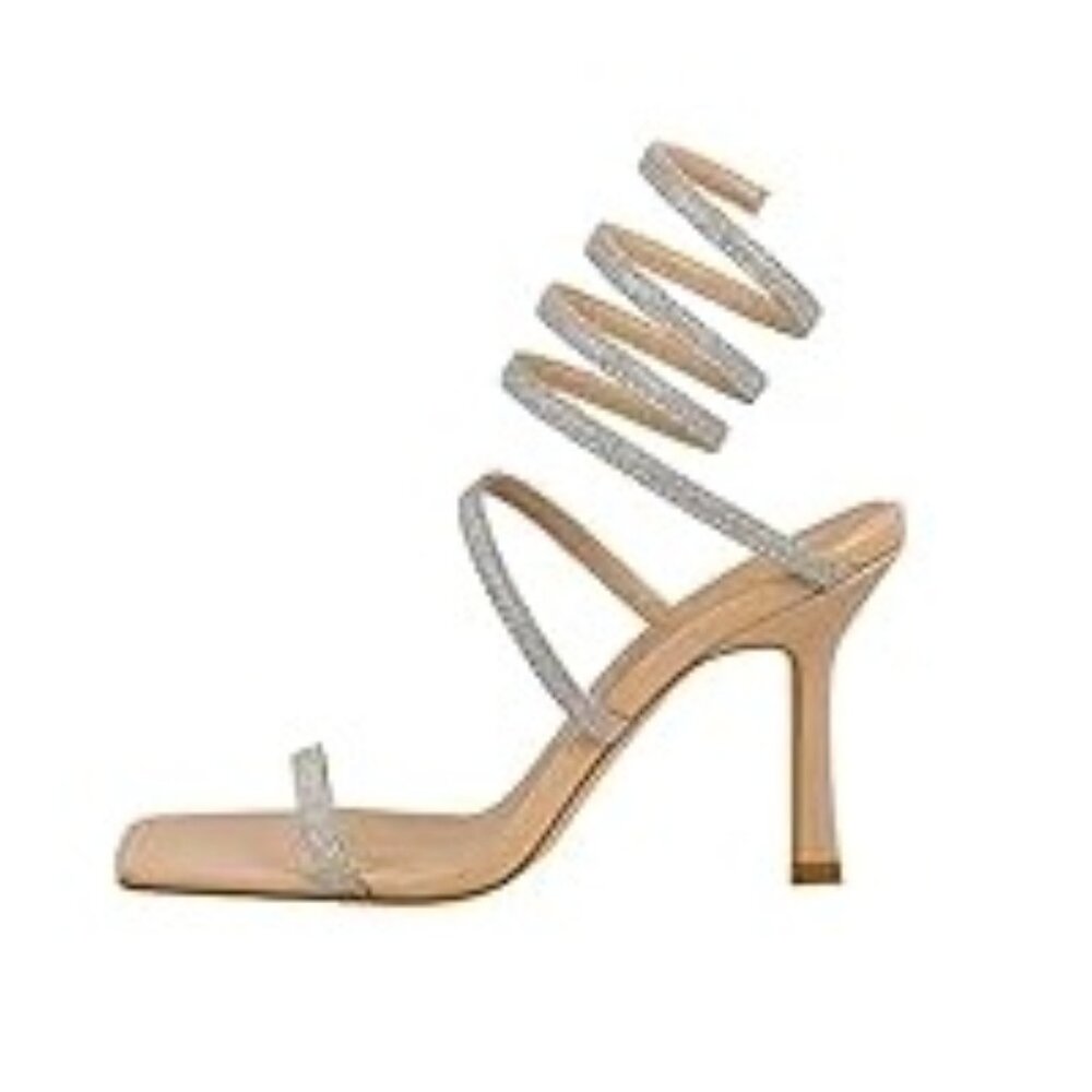 Open Square Toe Stiletto - Silver/Giltter Nude/Silver size 6 prom, weddings